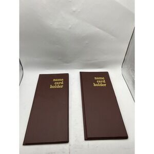 Set of‎ 2 Vintage Name Card Holders Brown Gold Made in Taiwan Office Business